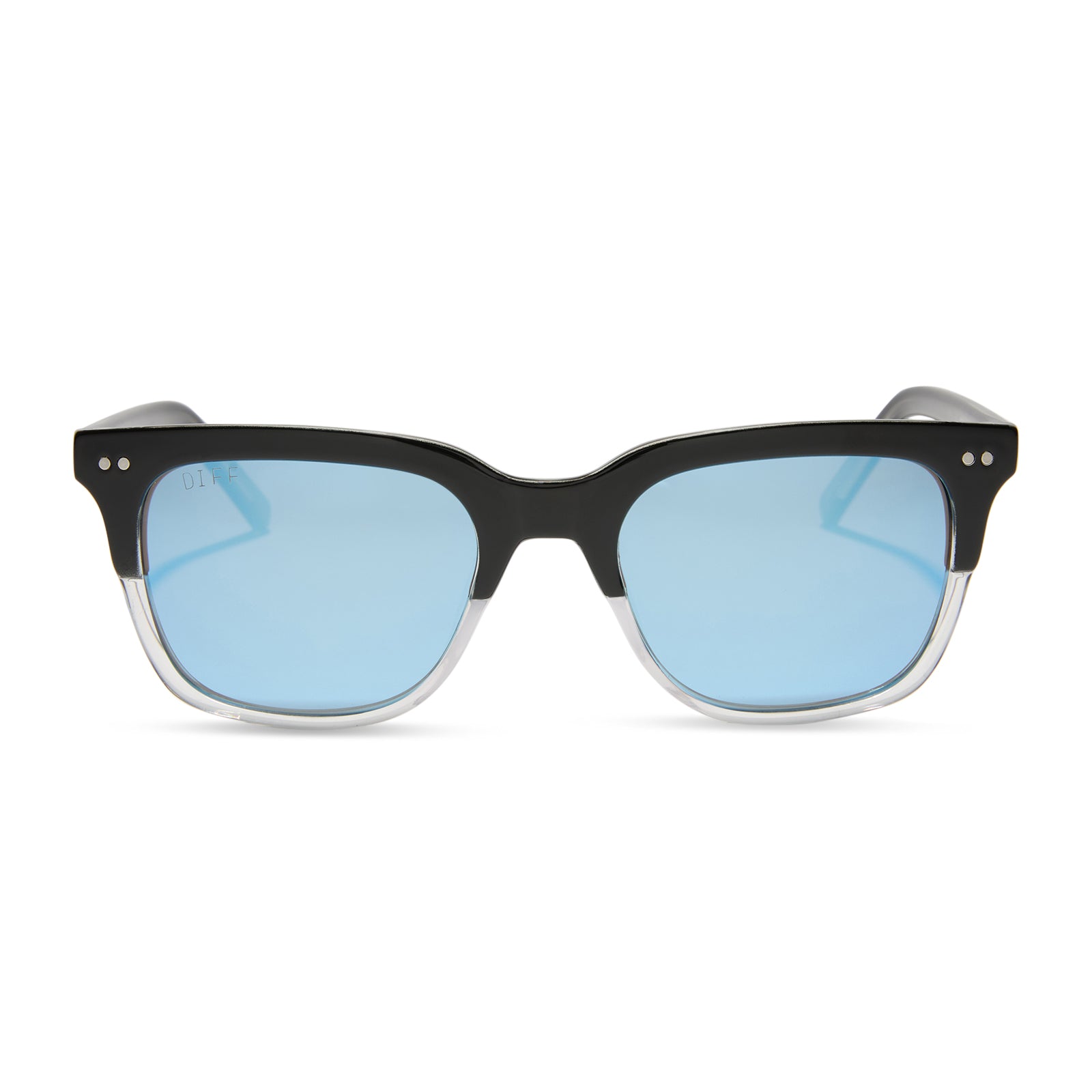 FANTASTIC FOUR - MR. FANTASTIC™ + RETRO BLACK TO CLEAR GRADIENT + QUANTUM BLUE MIRROR + POLARIZED SUNGLASSES