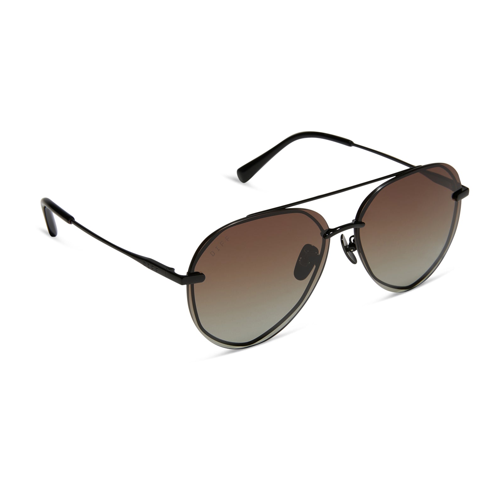 LENOX - BLACK + BLACK TEMPLE TIPS + BROWN GRADIENT + POLARIZED SUNGLASSES