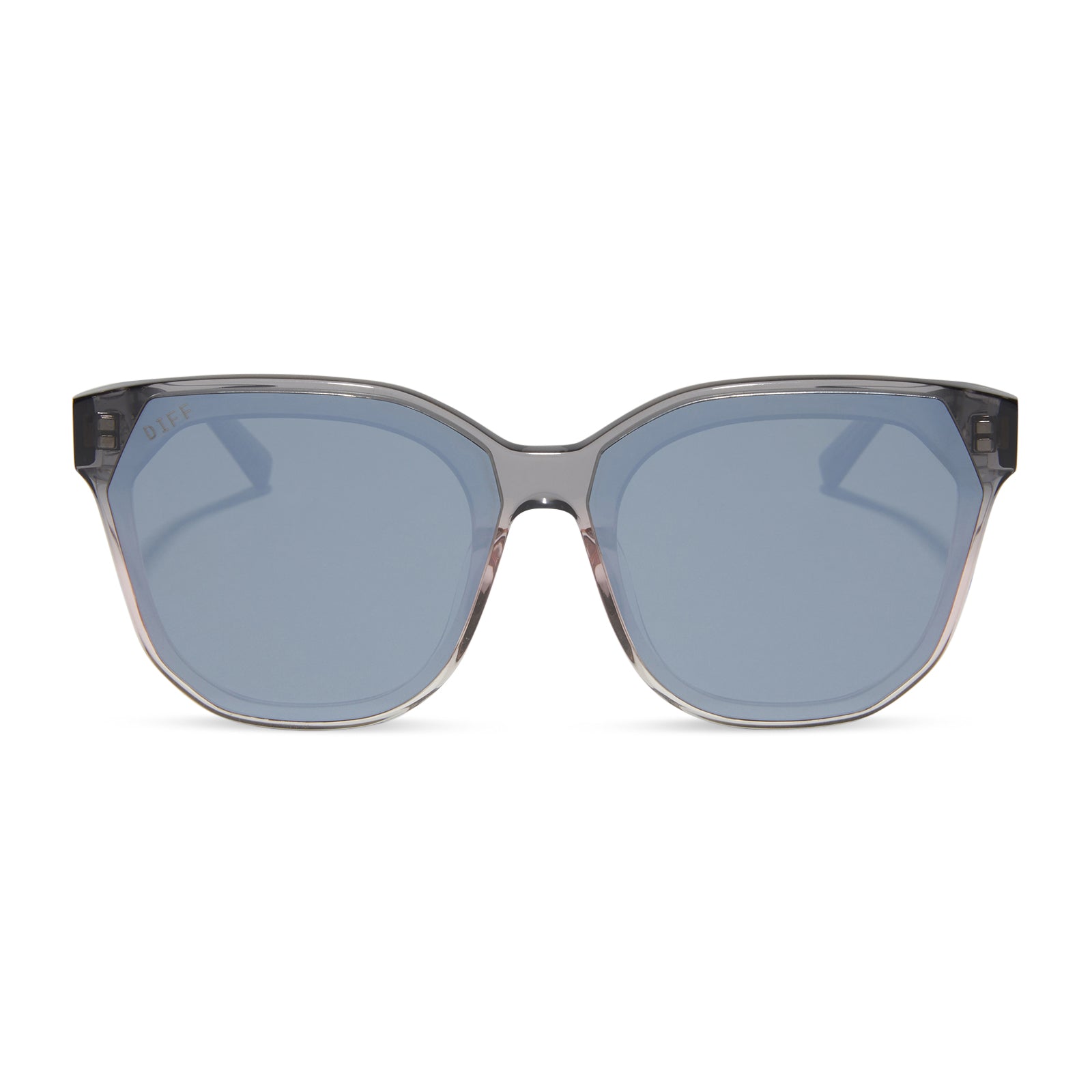 GIA - SMOKE ROSE CRYSTAL OMBRE + SILVER FLASH SUNGLASSES