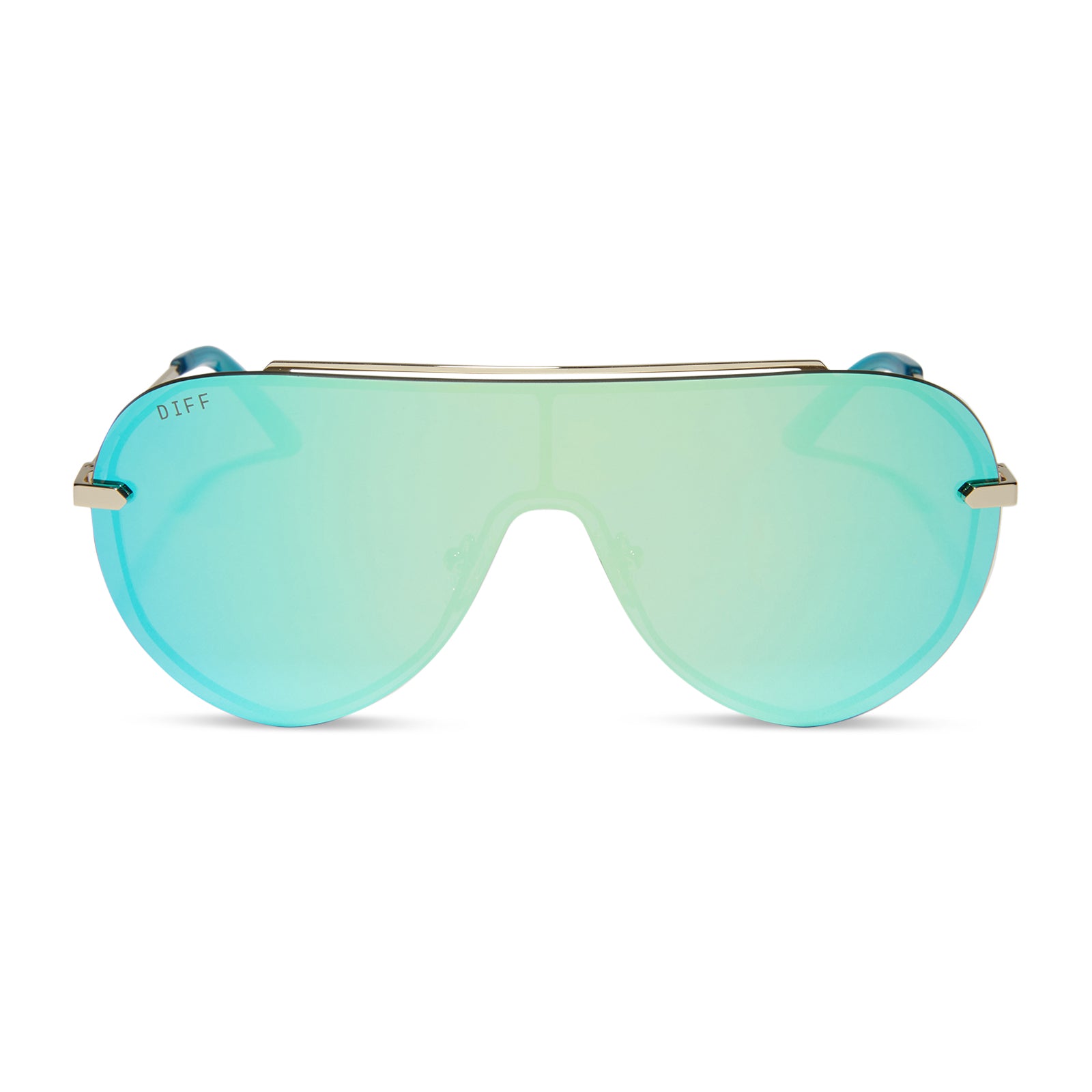 IMANI - GOLD + TURQUOISE ICE MIRROR SUNGLASSES