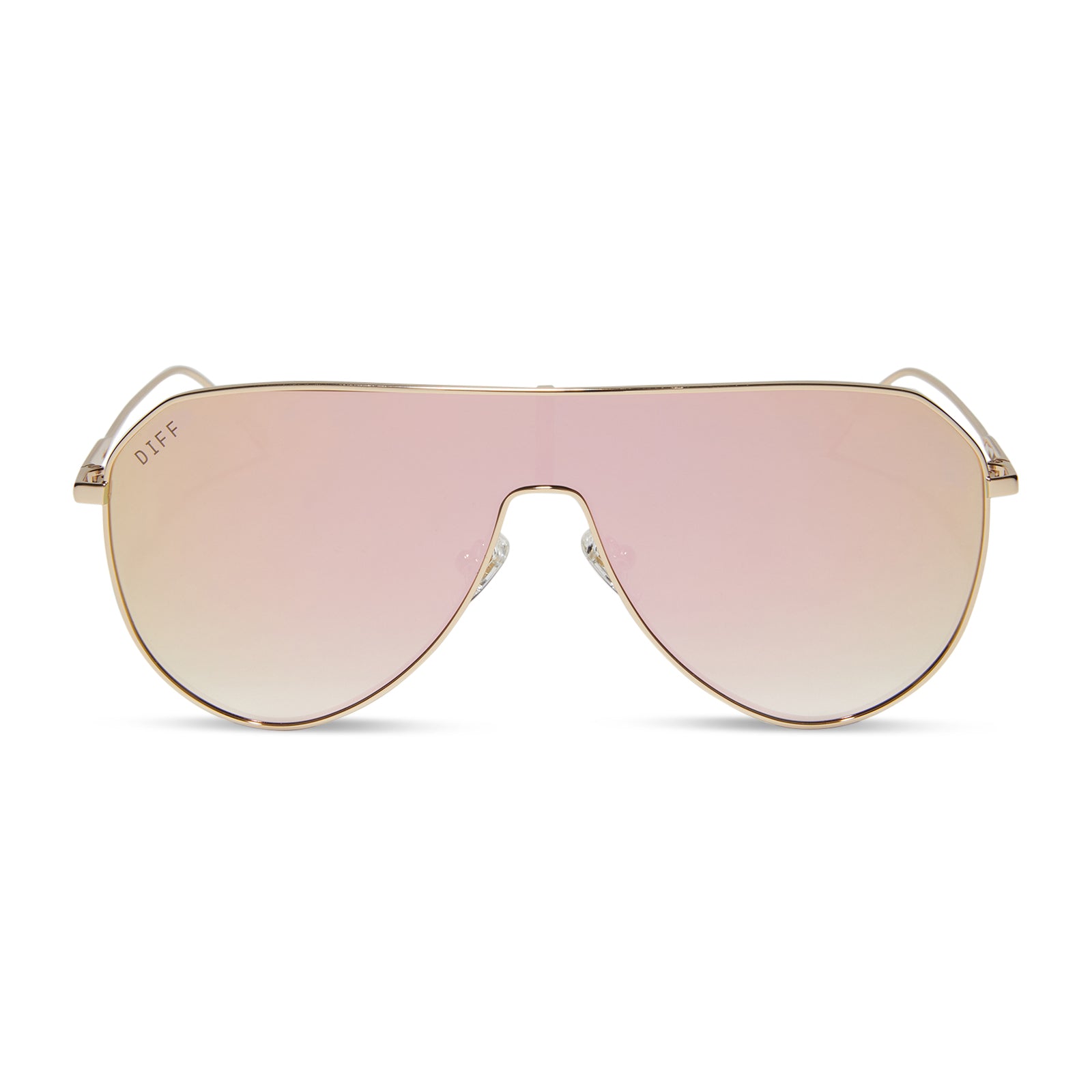DASH SHIELD - GOLD + TAUPE MIRROR SUNGLASSES