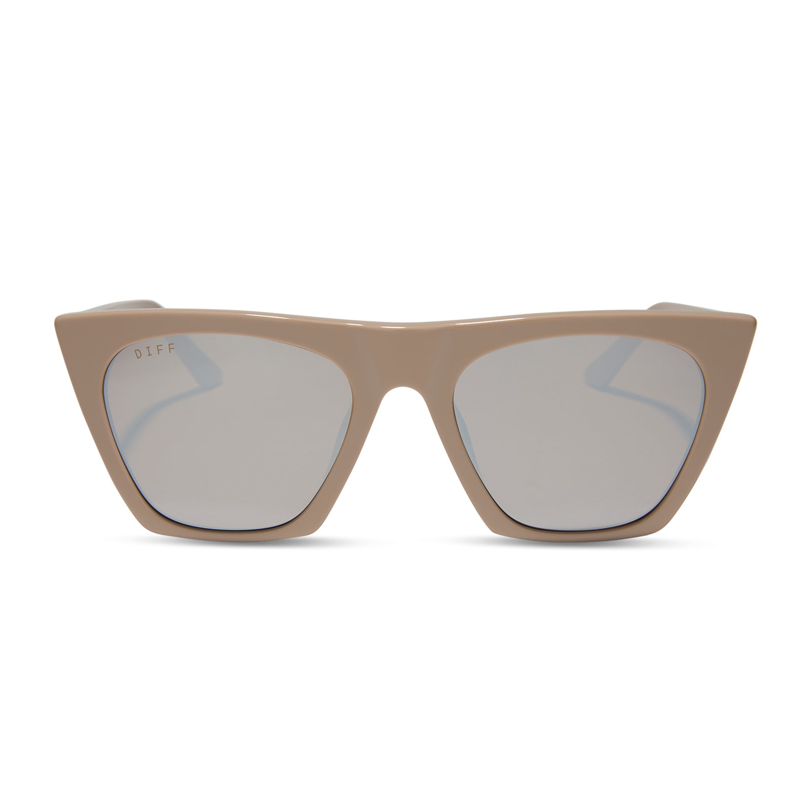 AVRIL - ALMOND + SILVER FLASH SUNGLASSES