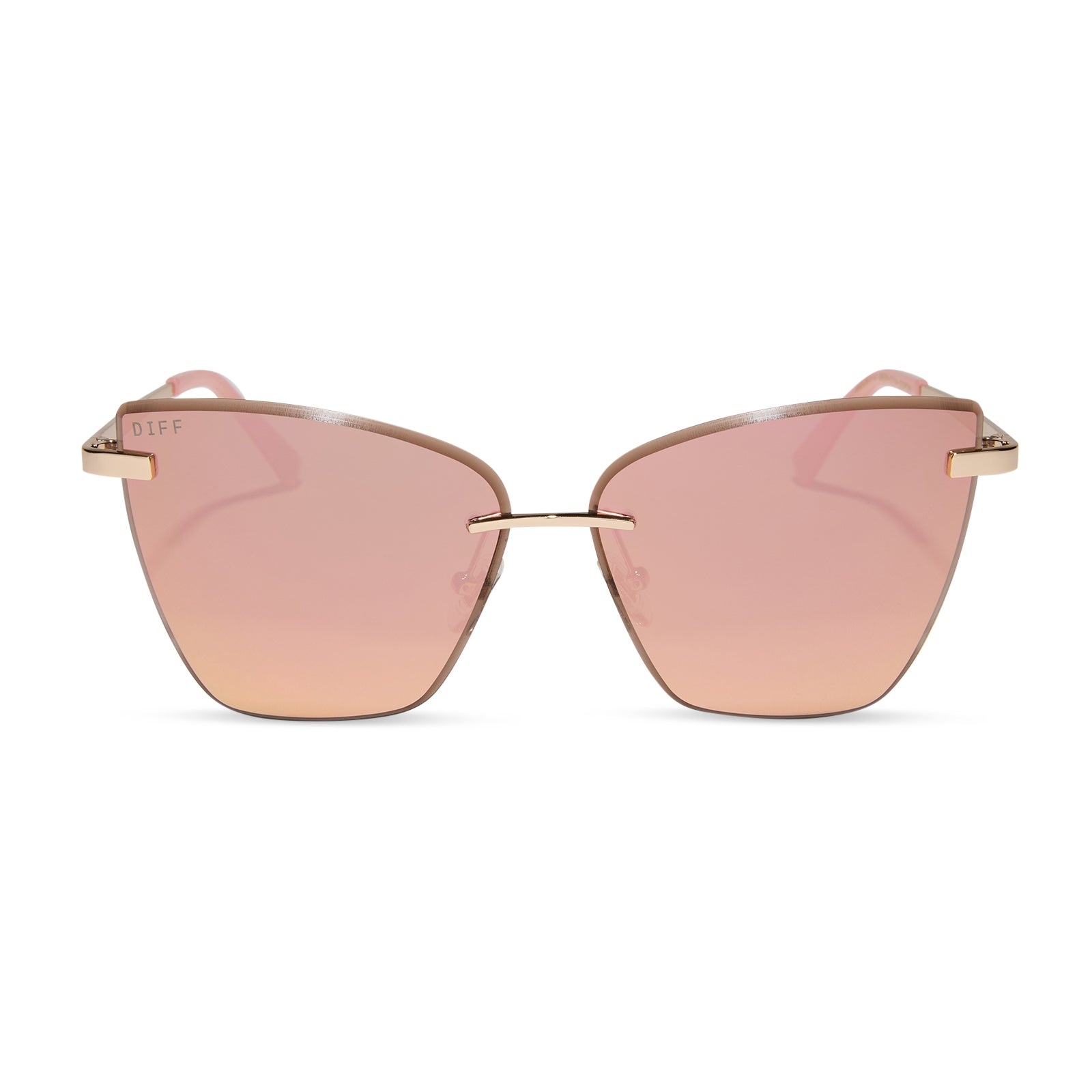 BECKY V - GOLD + PEACH MIRROR SUNGLASSES
