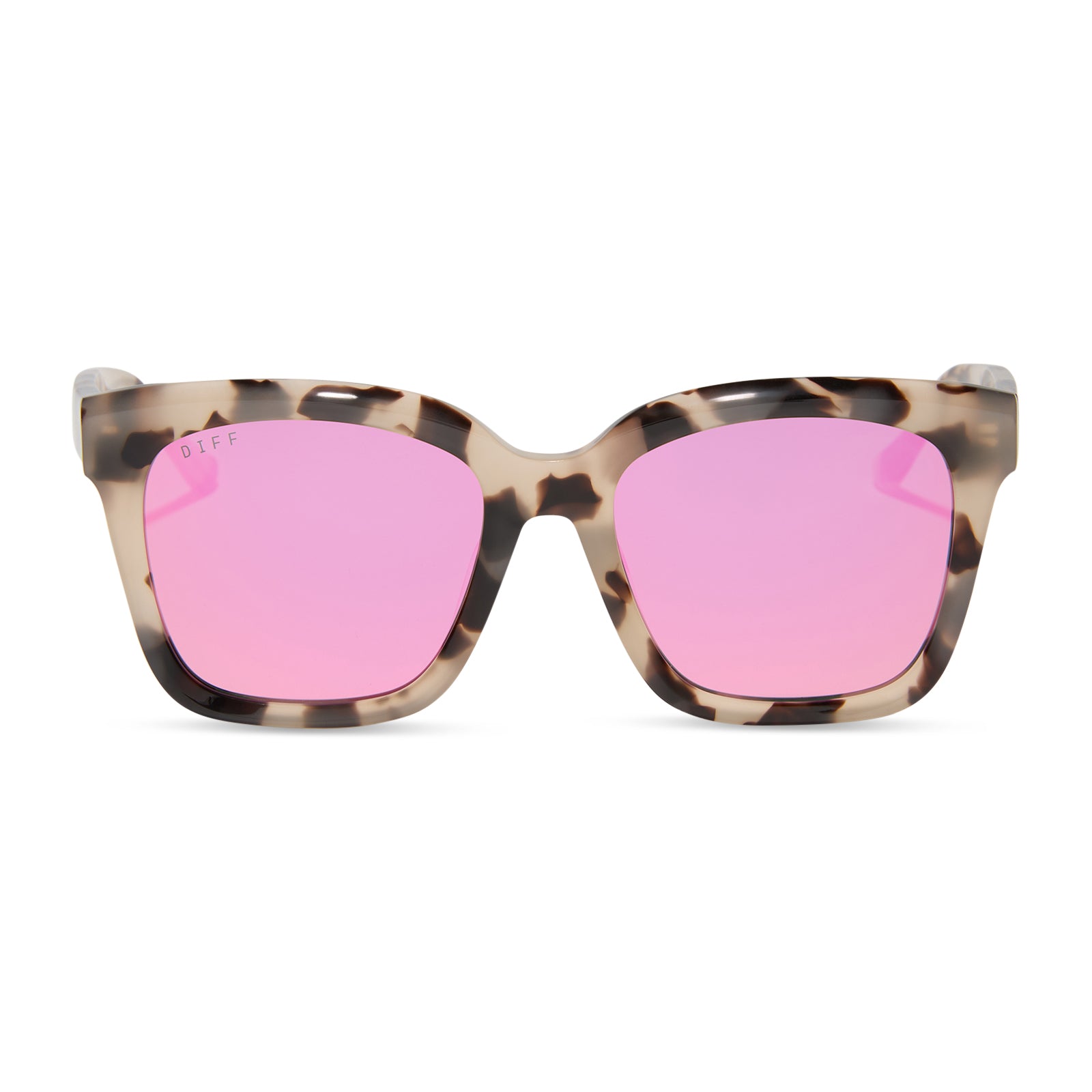 MEREDITH - CREAM TORTOISE + PINK MIRROR SUNGLASSES